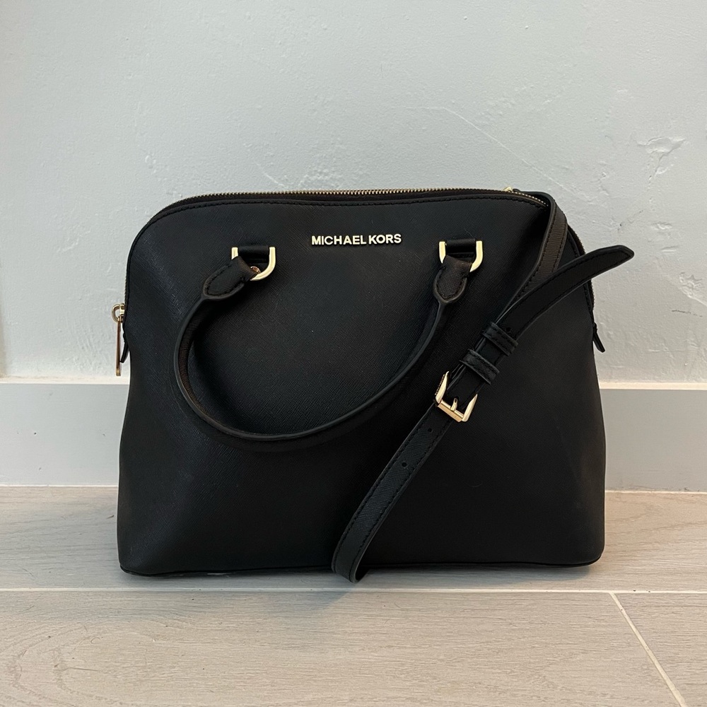 Michael Kors Cindy Large Dome Satchel Saffiano Leather